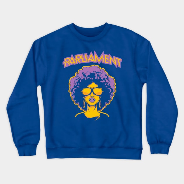 Retro 70's Parliament Funkadelic Funk Rock Music Satire Crewneck Sweatshirt by robotbasecamp